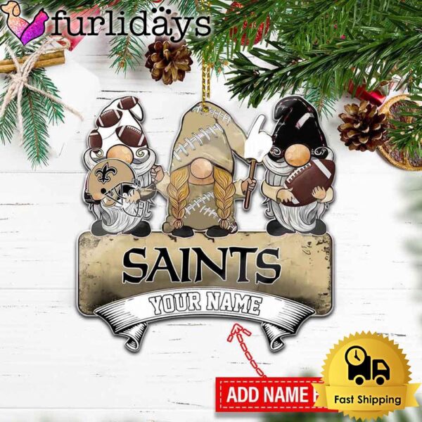 NFL New Orleans Saints Custom Gnome Christmas Ornament