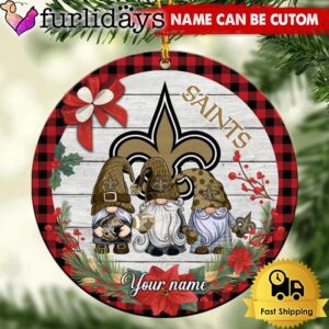 NFL New Orleans Saints Football 3 Gnome Custom Christmas Ornament