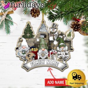 NFL New Orleans Saints Personalized Name Gnome Christmas Ornament