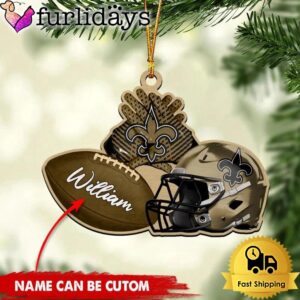 NFL New Orleans Saints Rugby And Helmet Custom Christmas Ornament