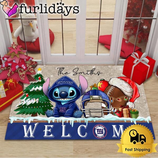 NFL New York Giants Cute Stitch Custom Christmas Doormat