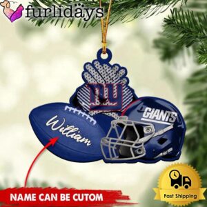 NFL New York Giants Rugby And Helmet Custom Christmas Ornament