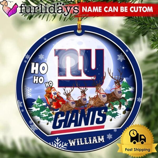 NFL New York Giants Santa And Reindeers Logo Team Custom Christmas Ornament