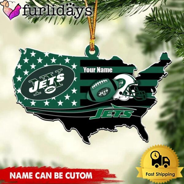 NFL New York Jets American Flag Logo Team Custom Christmas Ornament