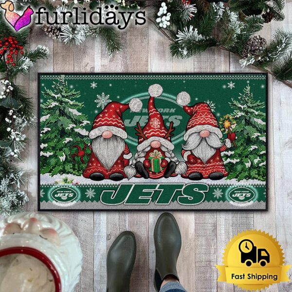 NFL New York Jets Christmas Gnomes Doormat