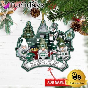 NFL New York Jets Personalized Name Gnome Christmas Ornament