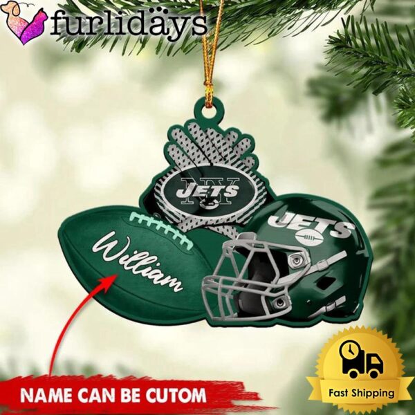 NFL New York Jets Rugby And Helmet Custom Christmas Ornament