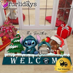 NFL Philadelphia Eagles Cute Stitch Custom Christmas Doormat