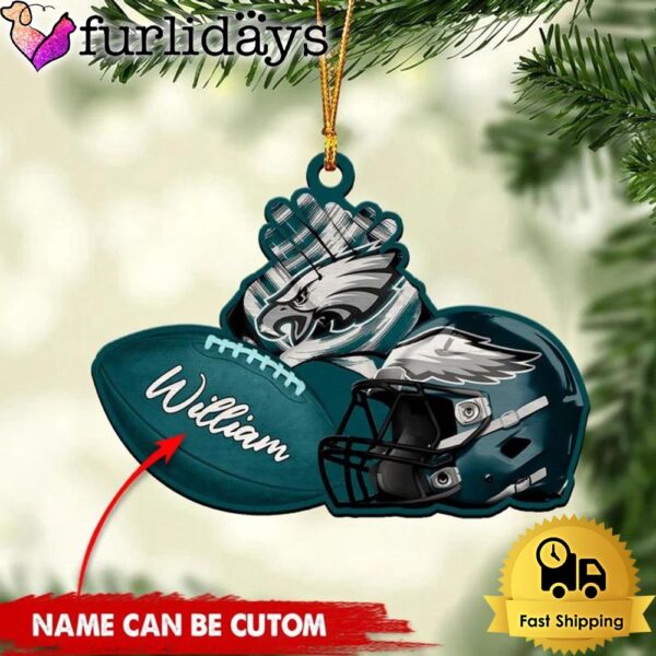 NFL Philadelphia Eagles Rugby And Helmet Custom Christmas Ornament