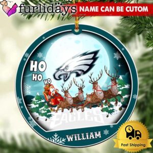 NFL Philadelphia Eagles Santa And Reindeers Logo Team Custom Christmas Ornament