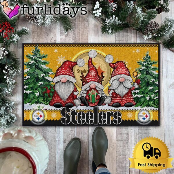 NFL Pittsburgh Steelers Christmas Gnomes Doormat