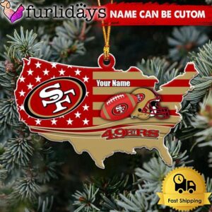 NFL San Francisco 49ers American Flag Logo Team Custom Christmas Ornament