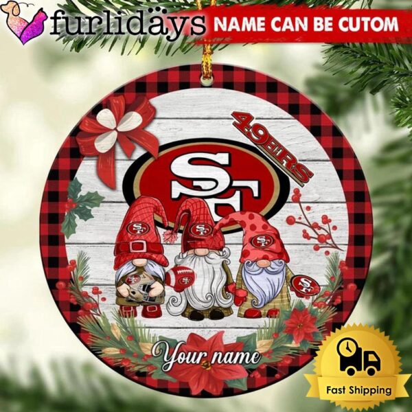 NFL San Francisco 49ers Football 3 Gnome Custom Christmas Ornament