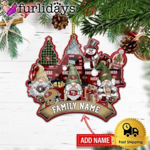 NFL San Francisco 49ers Personalized Name Gnome Christmas Ornament