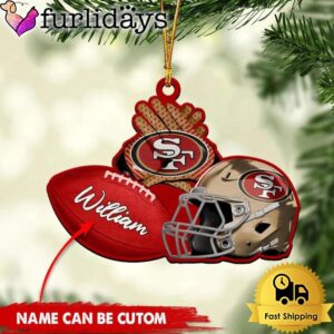 NFL San Francisco 49ers Rugby And Helmet Custom Christmas Ornament