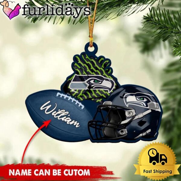 NFL Seattle Seahawks Rugby And Helmet Custom Christmas Ornament