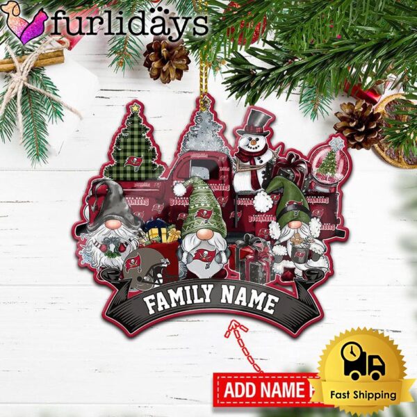 NFL Tampa Bay Buccaneers Personalized Name Gnome Christmas Ornament