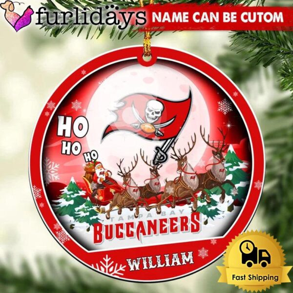 NFL Tampa Bay Buccaneers Santa And Reindeers Logo Team Custom Christmas Ornament