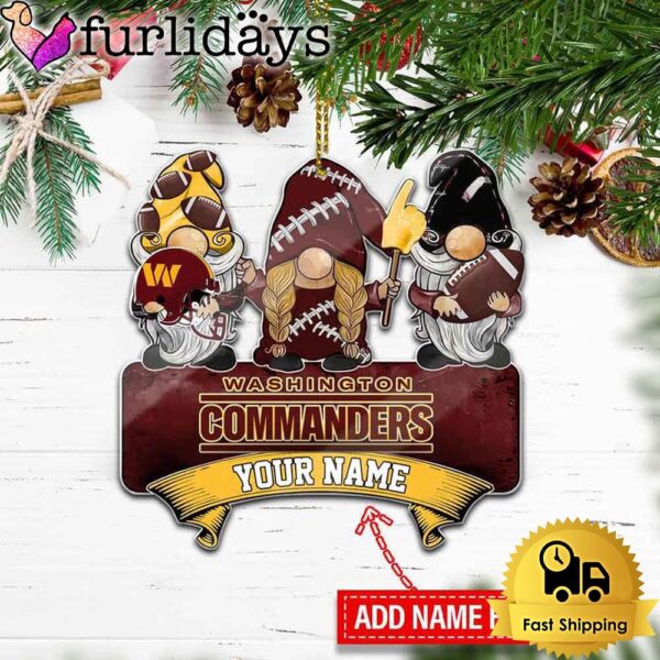 NFL Washington Commanders Custom Gnome Christmas Ornament