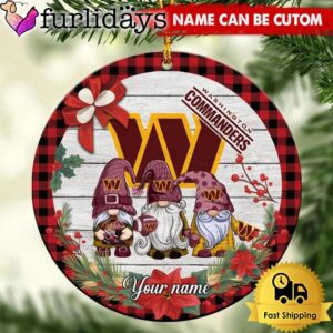 NFL Washington Commanders Football 3 Gnome Custom Christmas Ornament