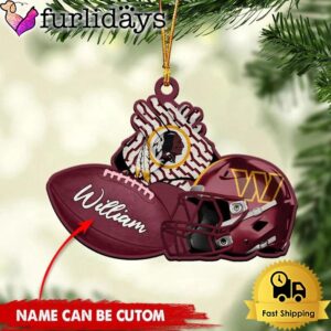 NFL Washington Commanders Rugby And Helmet Custom Christmas Ornament