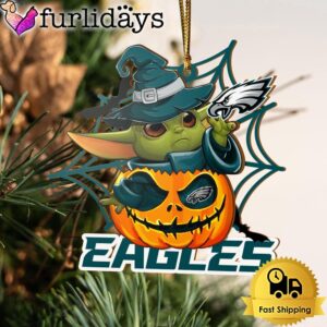 Philadelphia Eagles Baby Yoda Pumpkin Halloween Ornament