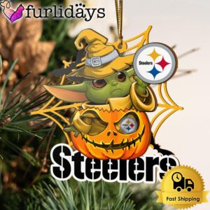 Pittsburgh Steelers Baby Yoda Pumpkin Halloween Ornament