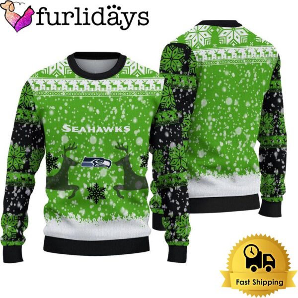 Seattle Seahawks Reindeer Football Ugly Christmas Sweater