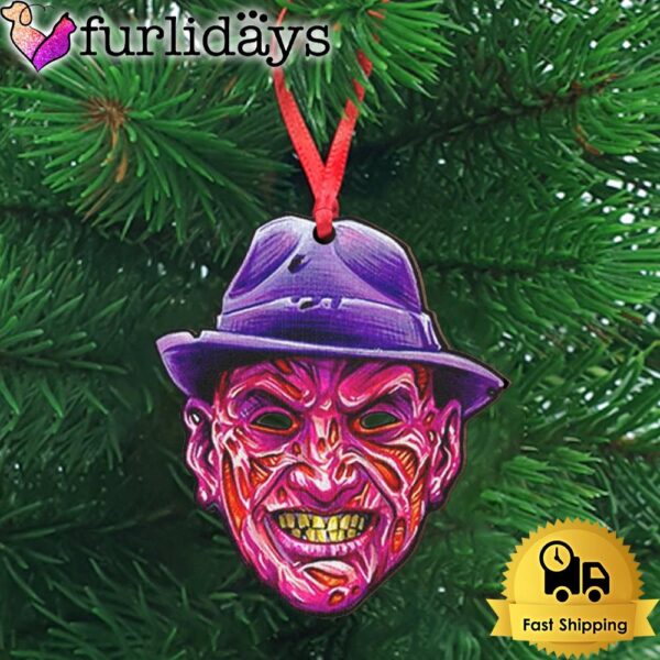 Smiley Freddy Krueger Wooden Ornament