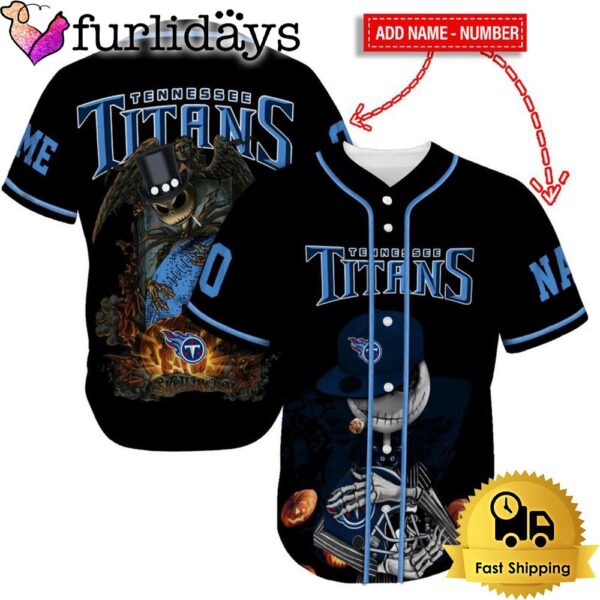 Tennessee Titans Skull Halloween Custom Name And Number Baseball Jersey