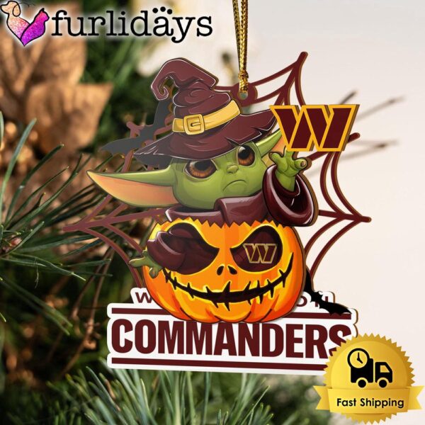 Washington Commanders Baby Yoda Pumpkin Halloween Ornament