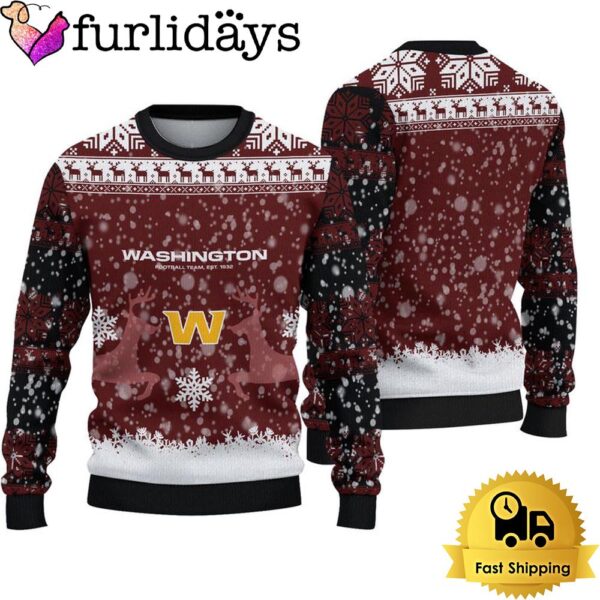 Washington Commanders Reindeer Football Ugly Christmas Sweater