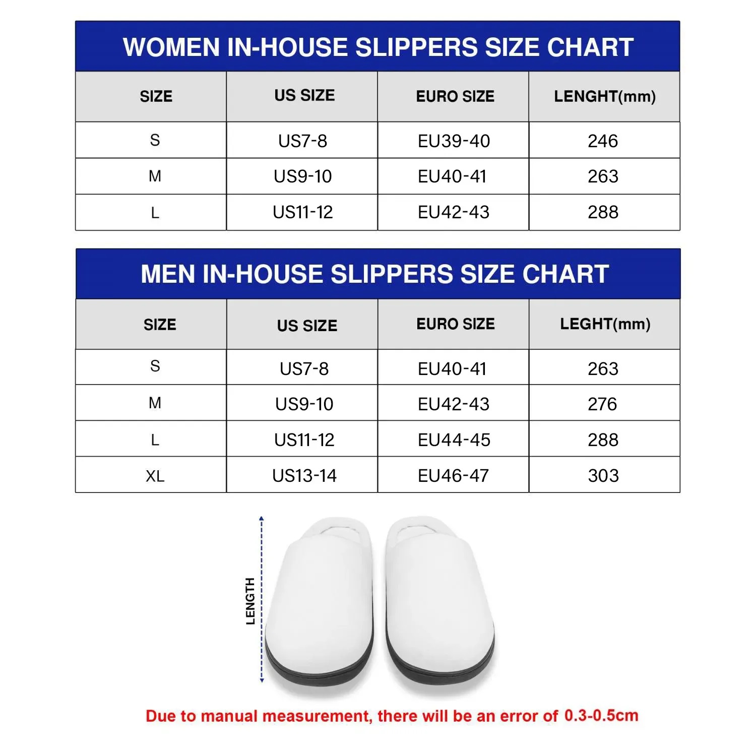 Size House Slippers