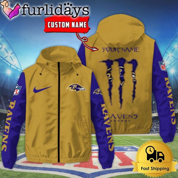 Custom Baltimore Ravens Windbreaker Jacket With Claw Marks Design