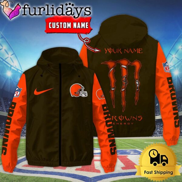 Custom Cleveland Browns Windbreaker Jacket With Claw Marks Design