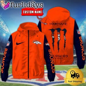 Custom Denver Broncos Windbreaker Jacket With…