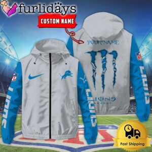 Custom Detroit Lions Windbreaker Jacket With…