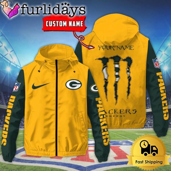 Custom Green Bay Packers Windbreaker Jacket With Claw Marks Design