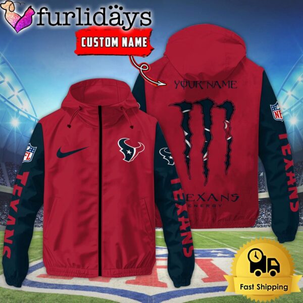 Custom Houston Texans Windbreaker Jacket With Claw Marks Design