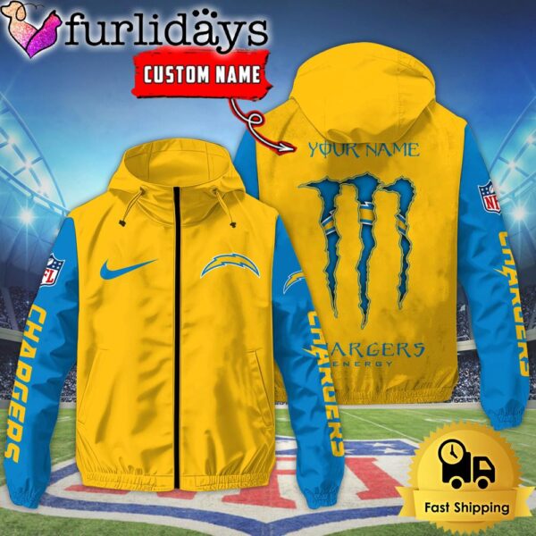 Custom Los Angeles Chargers Windbreaker Jacket With Claw Marks Design