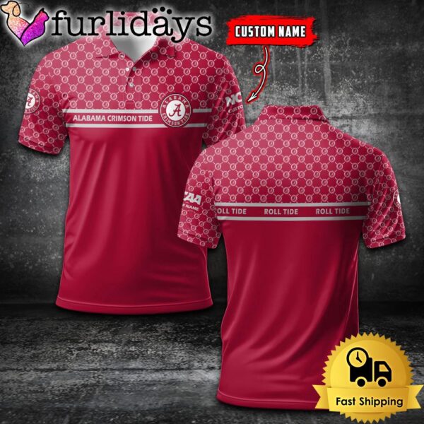 Custom NCAA Alabama Crimson Tide Team Logo Pattern Polo Shirt