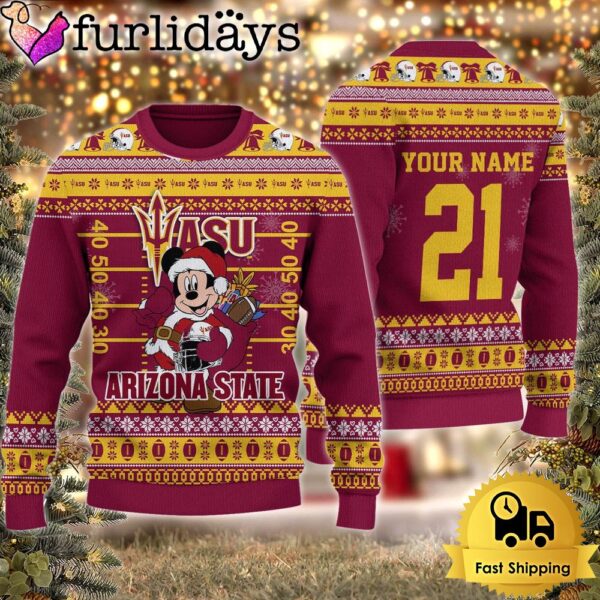 Custom NCAA Arizona State Sun Devils Mickey Mouse Santa Ugly Christmas Sweater