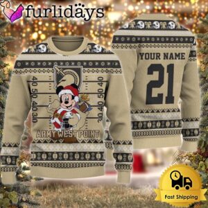 Custom NCAA Army Black Knights Mickey Mouse Santa Ugly Christmas Sweater