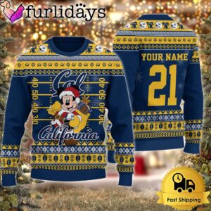 Custom NCAA California Golden Bears Mickey Mouse Santa Ugly Christmas Sweater