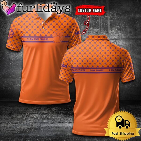 Custom NCAA Clemson Tigers Team Logo Pattern Polo Shirt