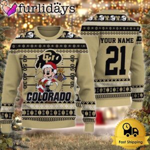 Custom NCAA Colorado Buffaloes Mickey Mouse Santa Ugly Christmas Sweater