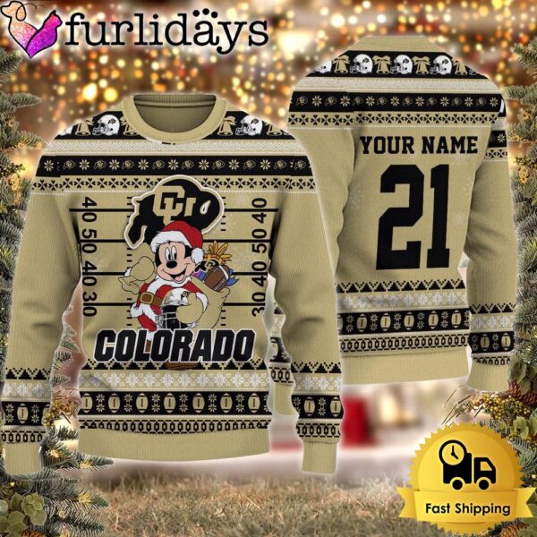 Custom NCAA Colorado Buffaloes Mickey Mouse Santa Ugly Christmas Sweater