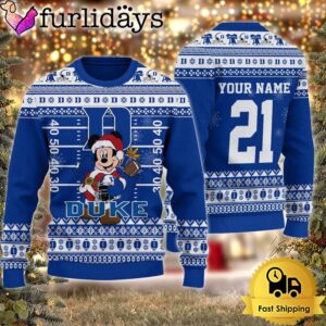 Custom NCAA Duke Blue Devils Mickey Mouse Santa Ugly Christmas Sweater