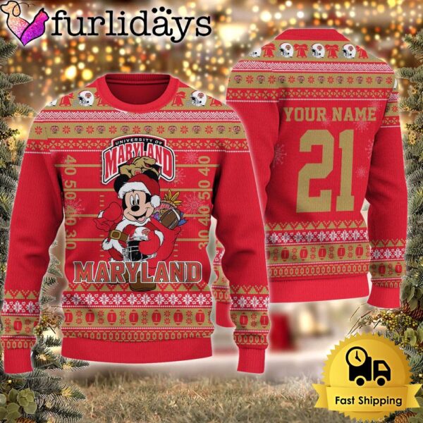 Custom NCAA Maryland Terrapins Mickey Mouse Santa Ugly Christmas Sweater