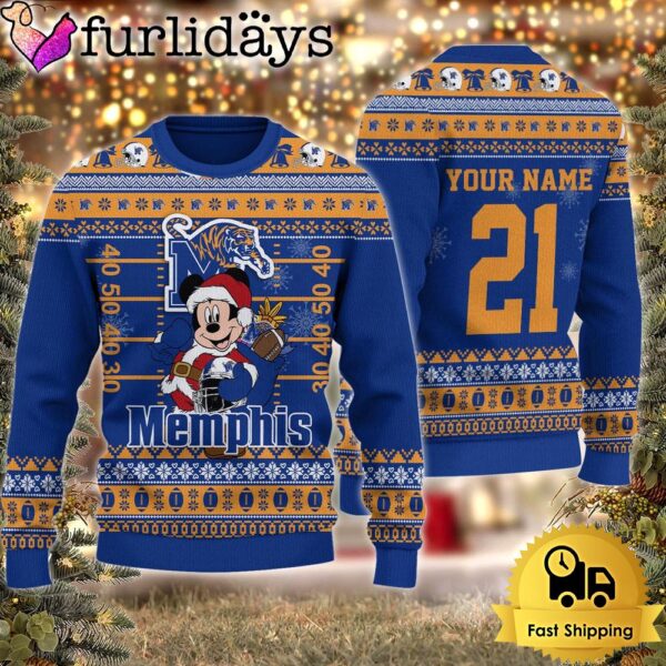 Custom NCAA Memphis Tigers Mickey Mouse Santa Ugly Christmas Sweater